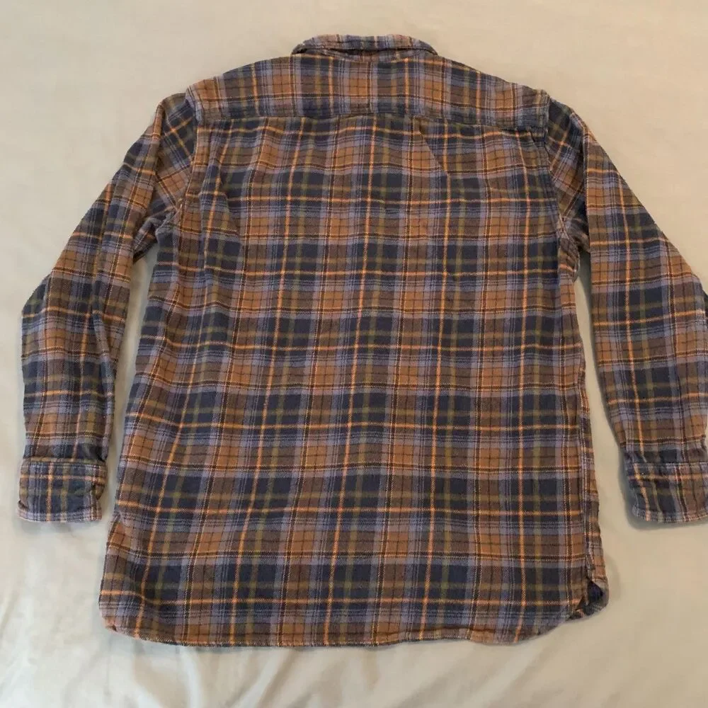 Levis Shirt Mens Medium Blue Brown Plaid‎ Flannel Button Front Relaxed Fit